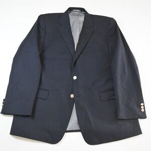 Petrocelli 46L Navy Blue 100% Wool Gold Button Mens Blazer Jacket Sport Coat